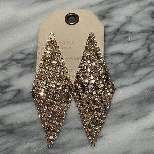 Anthropologie Gold Chainmail Earrings New